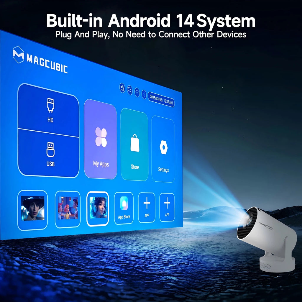 HY300 Pro Smart Mini Projector – Portable 8K Home Theater